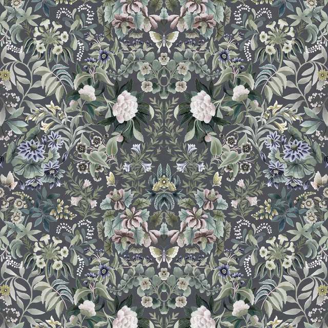 Ikebana Velvet Graphite fabric