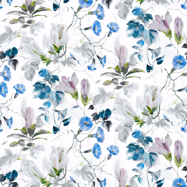 Japanese Magnolia Cobalt fabric