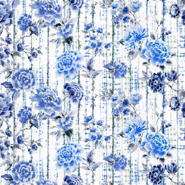 Kyoto Flower Indigo fabric