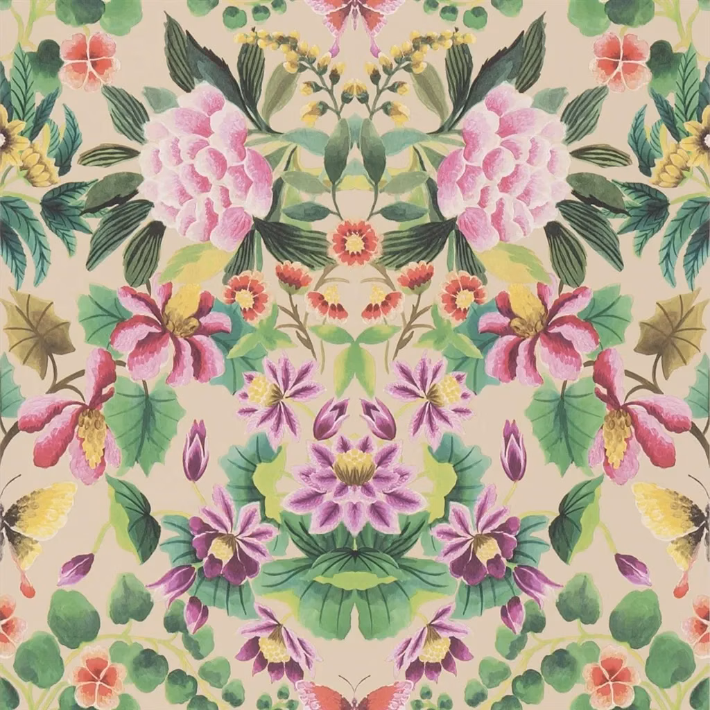 Ikebana Damask Fuchsia fabric