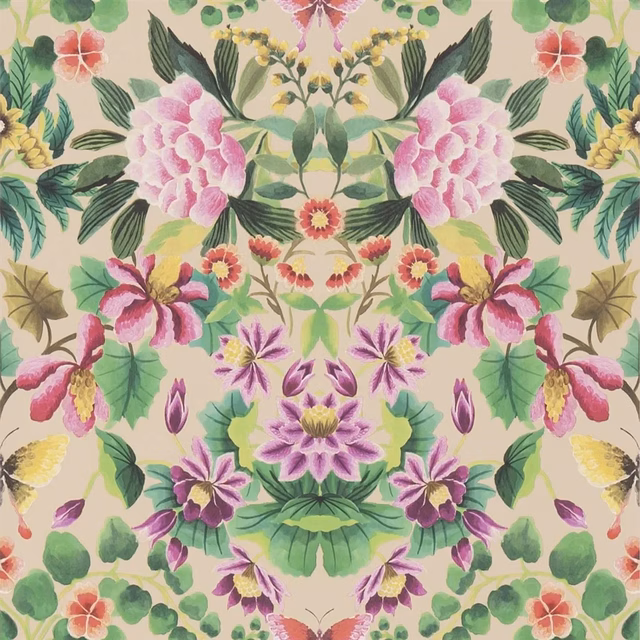 Ikebana Damask Fuchsia fabric