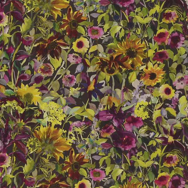 Indian Sunflower Graphite fabric