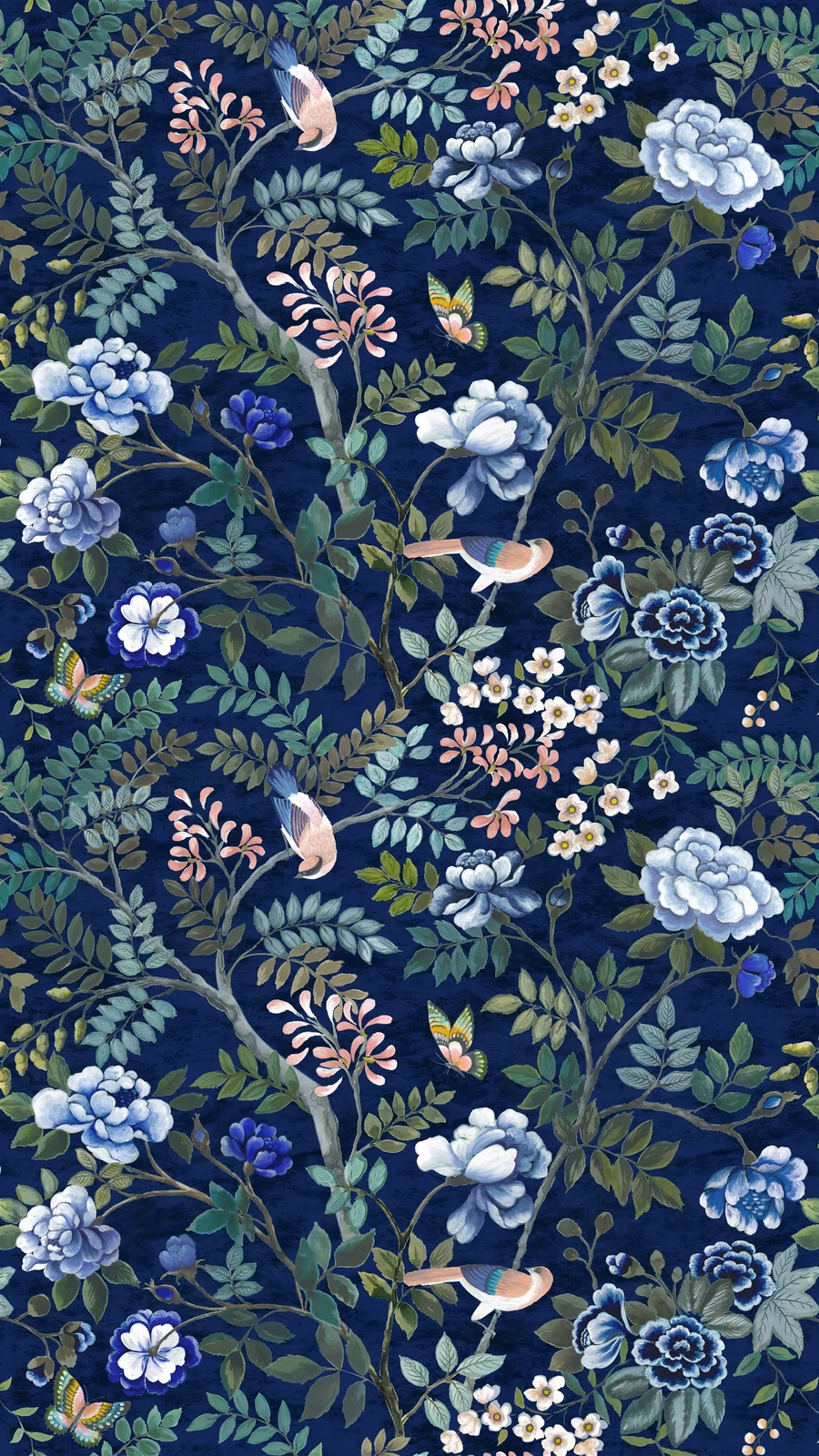 Porcelaine de Chine Velours Indigo fabric