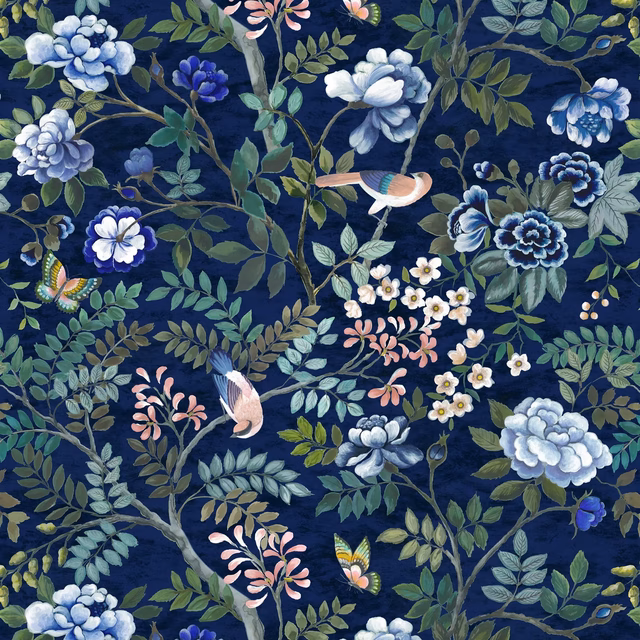 Porcelaine de Chine Velours Indigo fabric