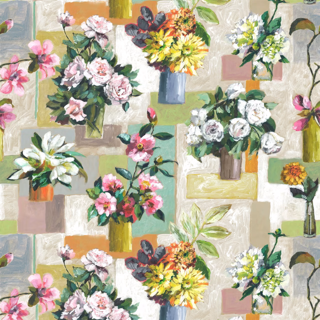 Celadon Vase Cameo fabric