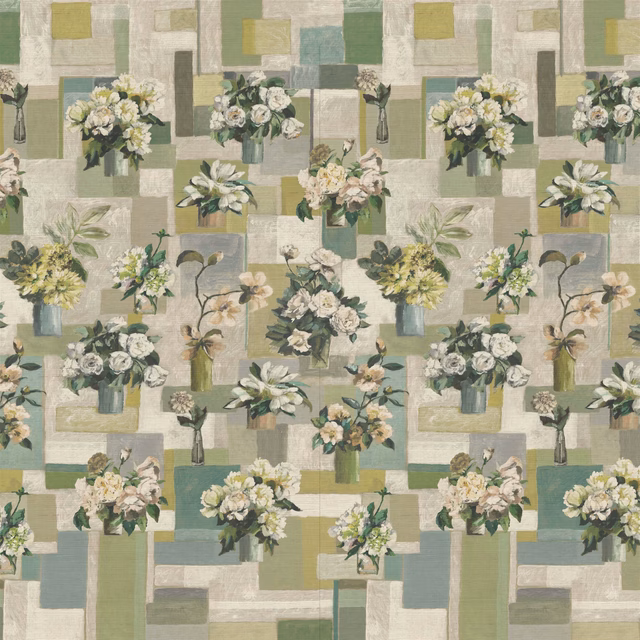 Celadon Vase Grasscloth Celadon fabric