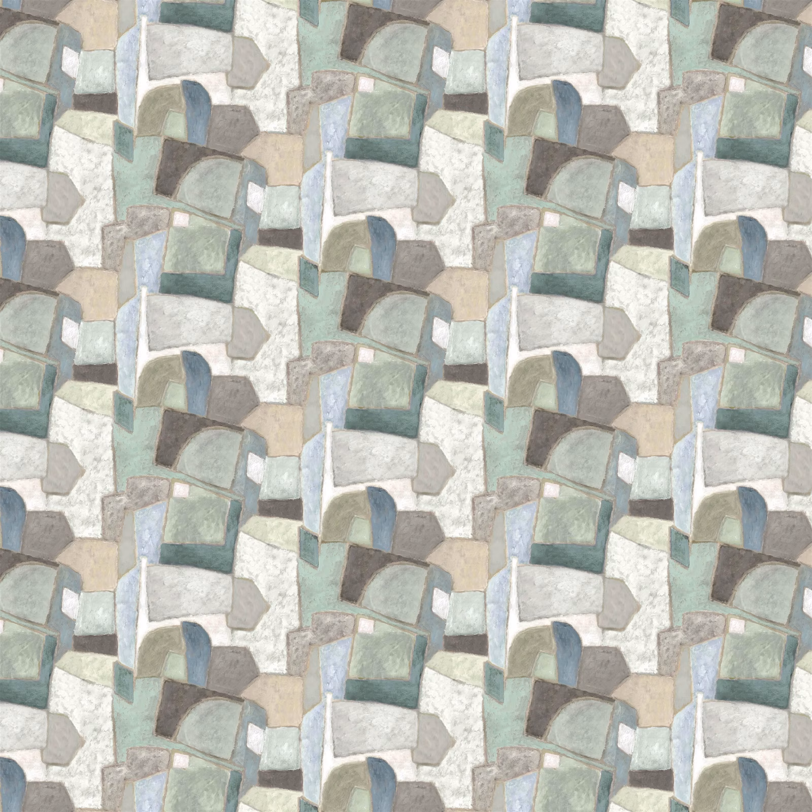 Clay Collage Ecru fabric