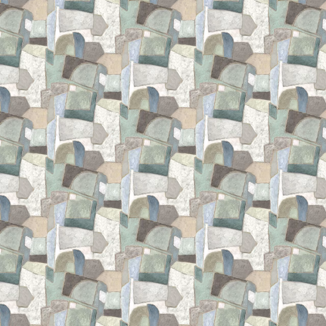 Clay Collage Ecru fabric