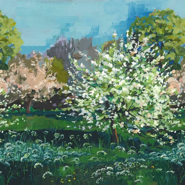 Arbre de Printemps Celadon fabric