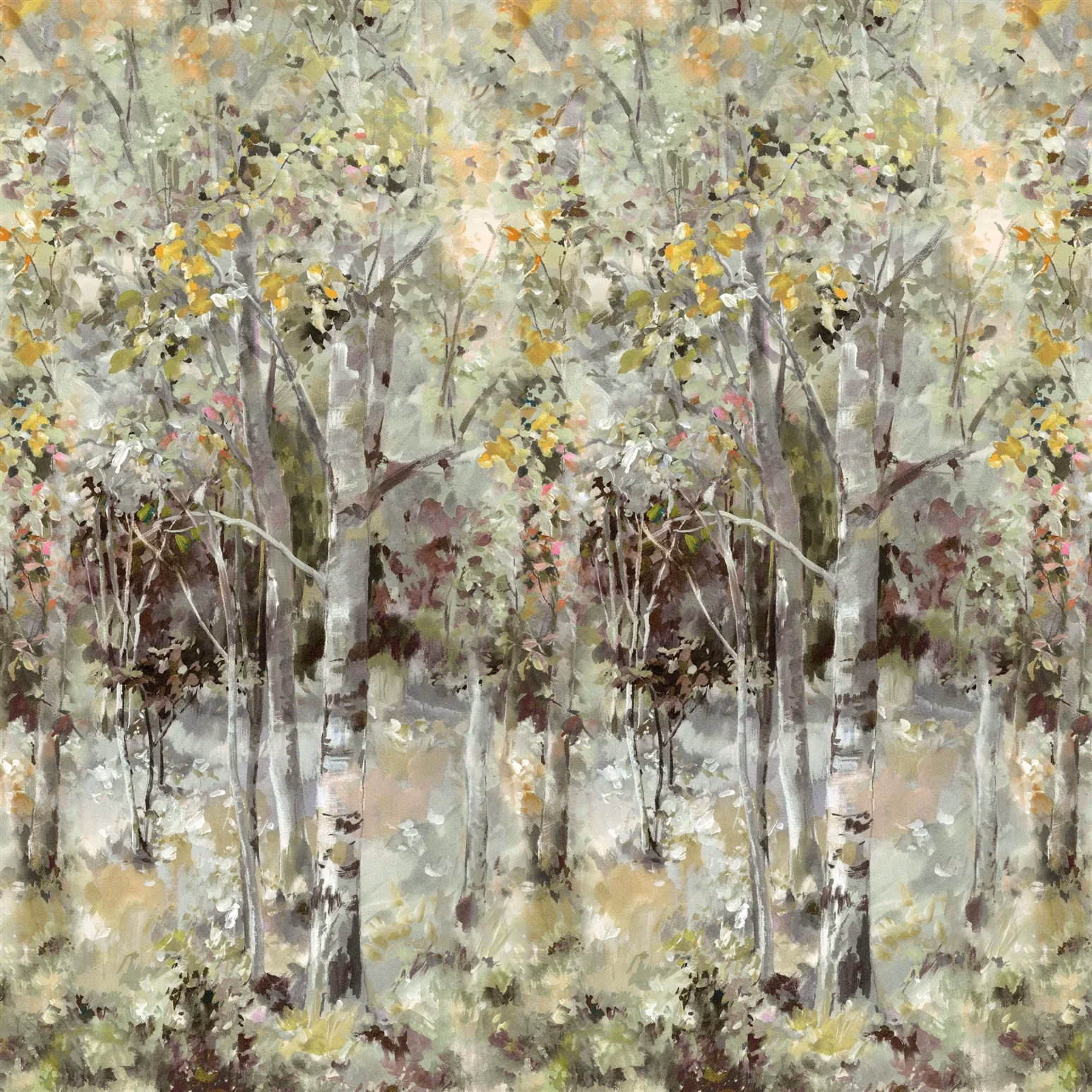 Bois de Bouleau Scene 2 Sepia fabric