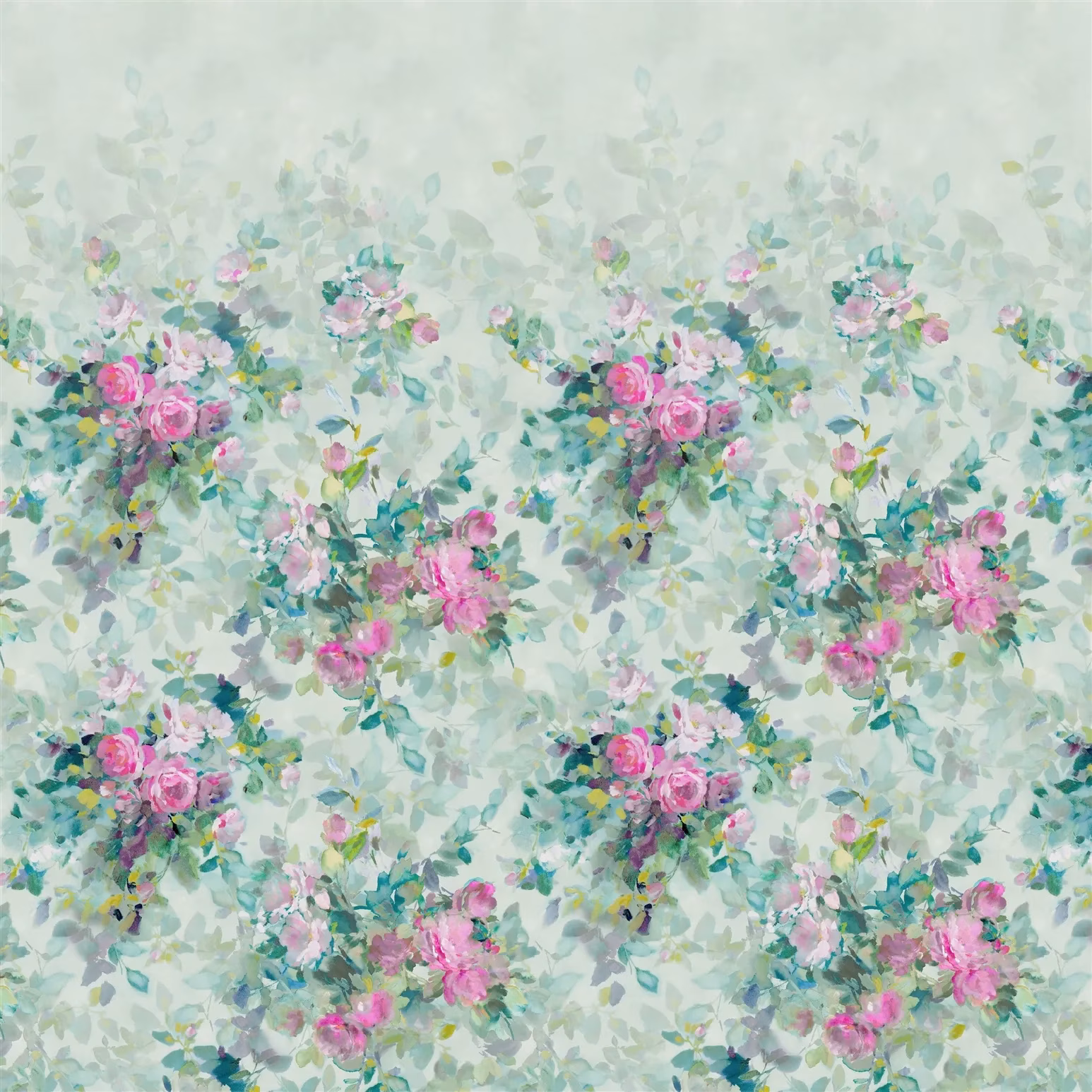 Bouquet de Roses Celadon fabric