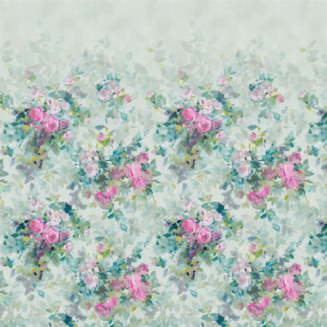 Bouquet de Roses Celadon fabric
