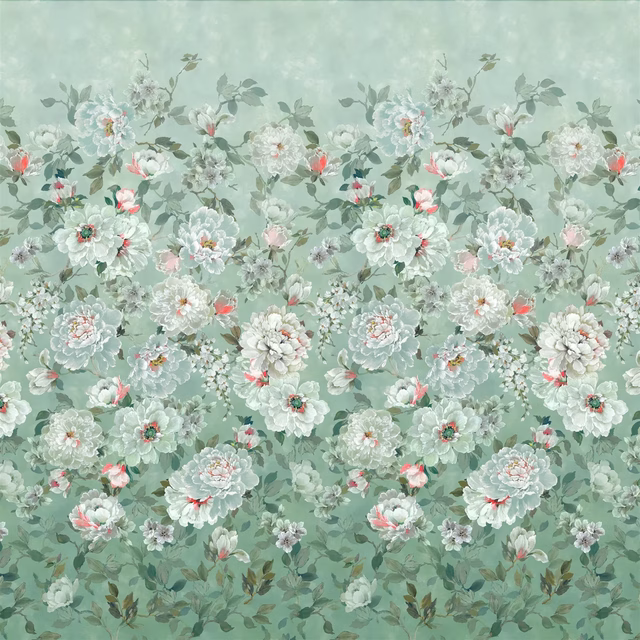 Fleur Blanche Eau de Nil fabric