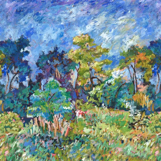 Foret Impressionniste Cobalt fabric