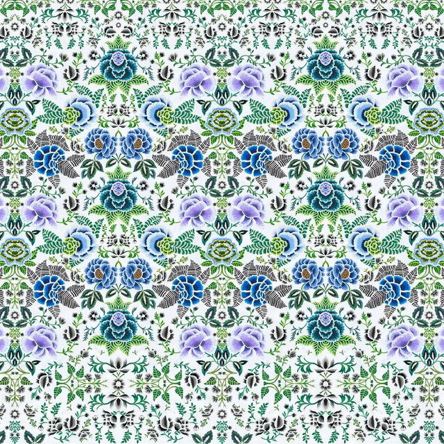 Rose de Damas Cobalt fabric