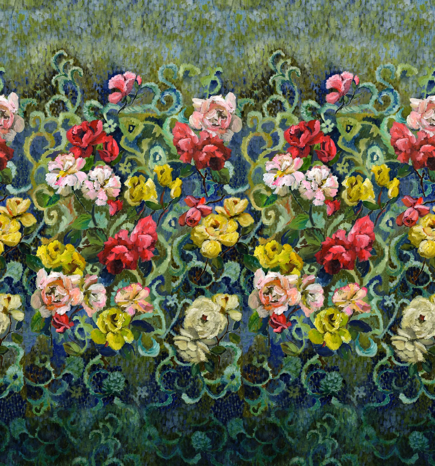 Tapestry Flower Vintage Green fabric