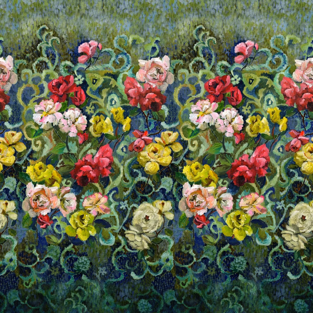 Tapestry Flower Vintage Green fabric