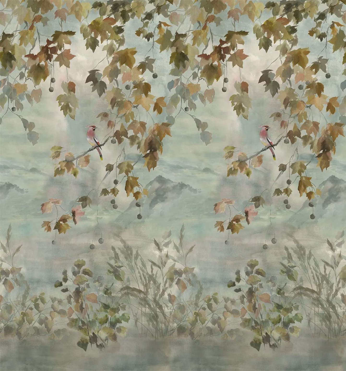 Miyako Scene 2 Dove fabric