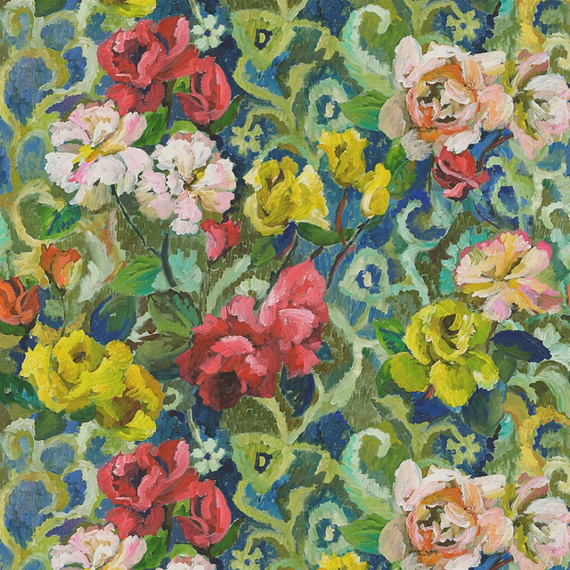 Tapestry Flower Vintage Green fabric