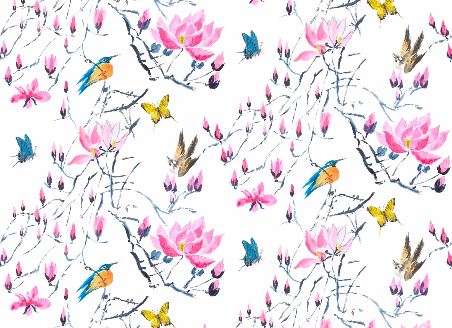 Madame Butterfly Peony fabric