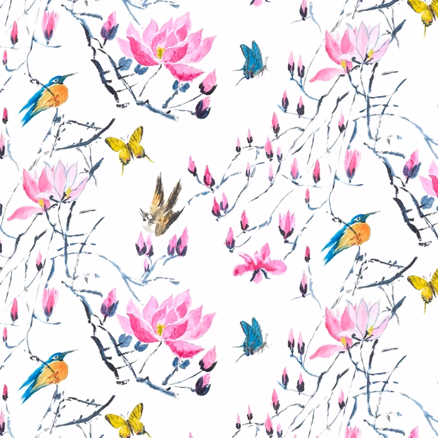 Madame Butterfly Peony fabric
