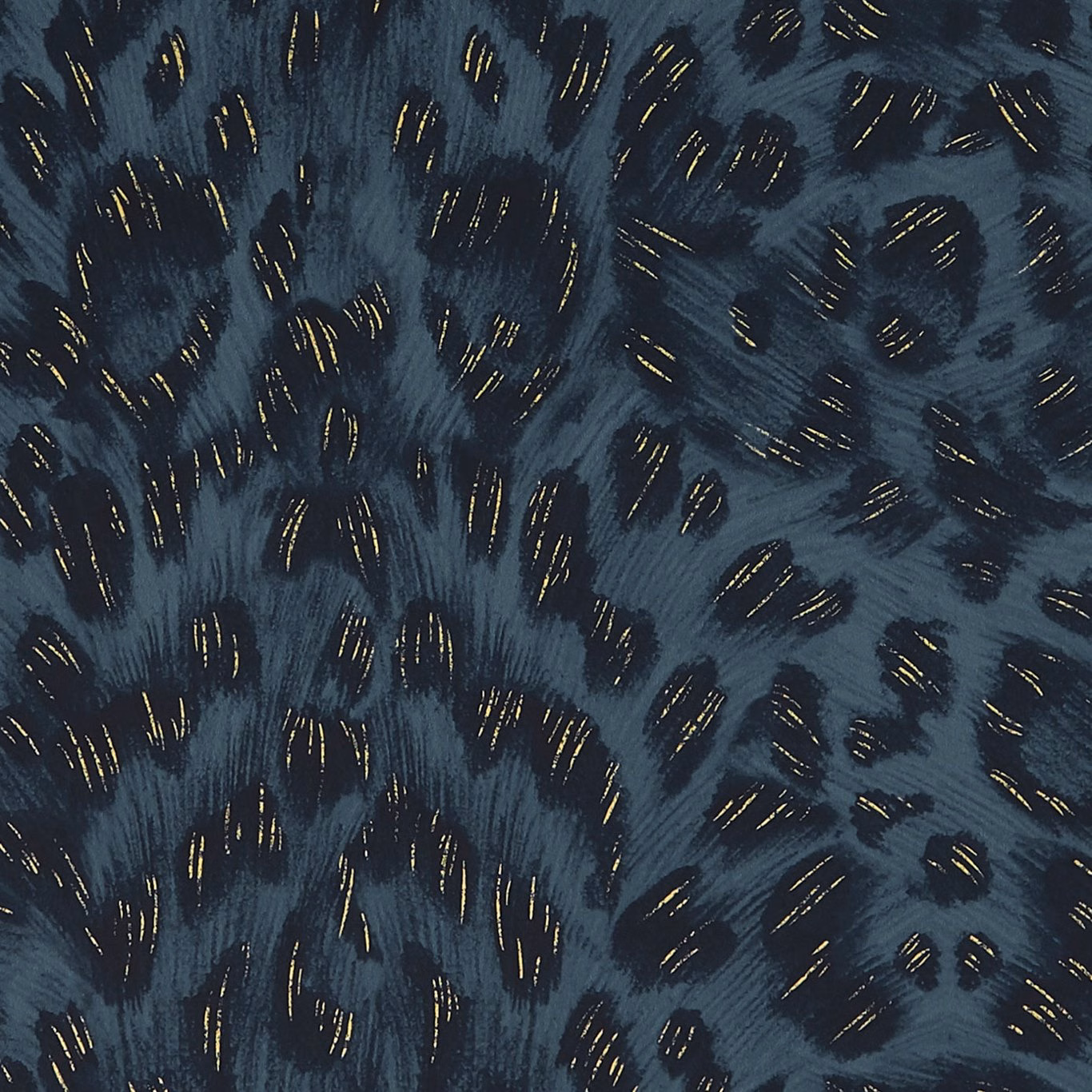 Deep navy wallpaper with blue-black organic marks and fine gold accents