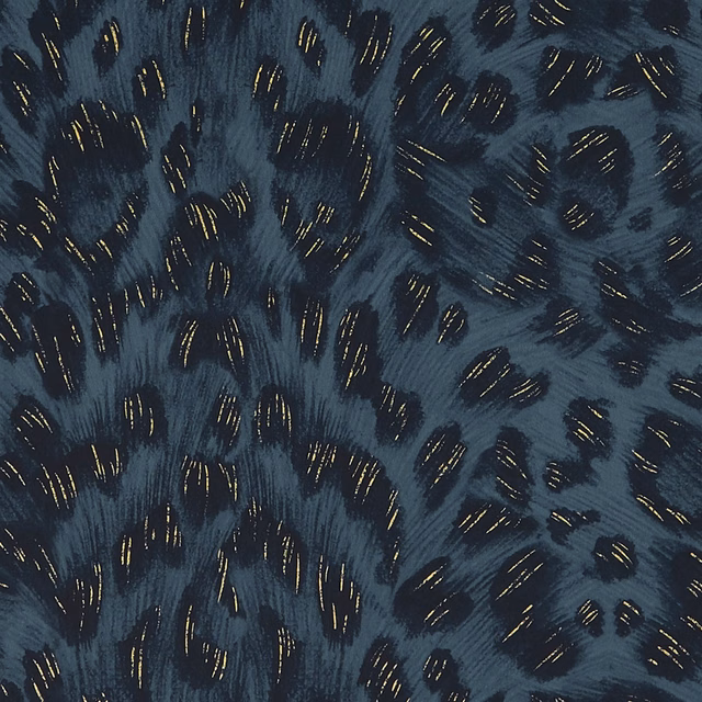Deep navy wallpaper with blue-black organic marks and fine gold accents