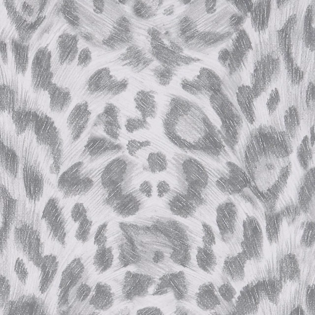 Cool silver-grey leopard markings in a softly brushed, pale wallpaper ground