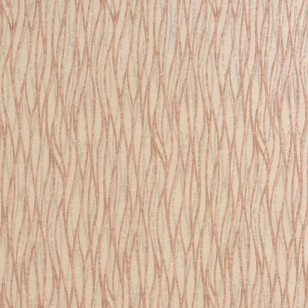 Blush pink fabric swatch with wavy vertical line pattern on a pale ground