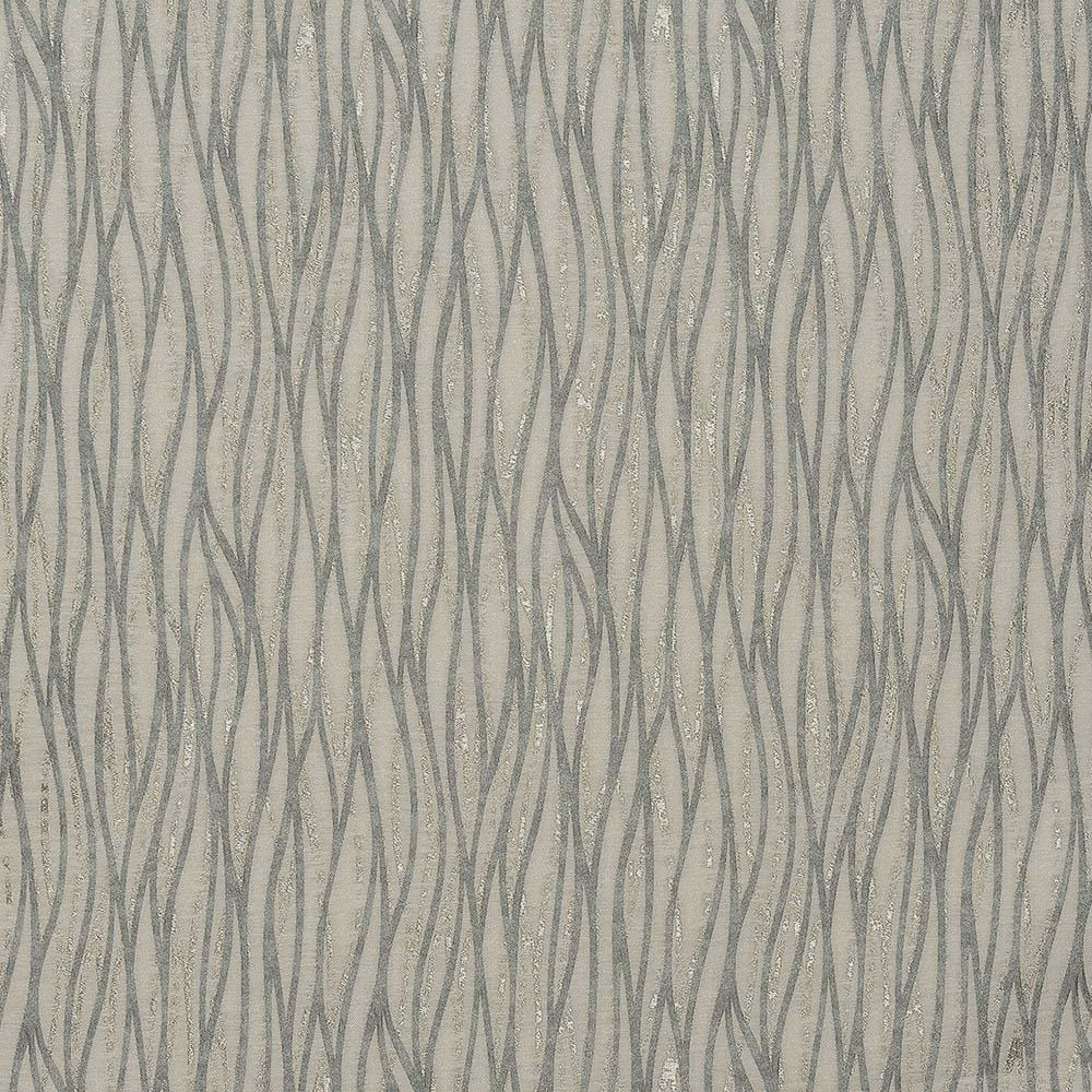 Pale duck egg grey fabric with wavy vertical linear pattern
