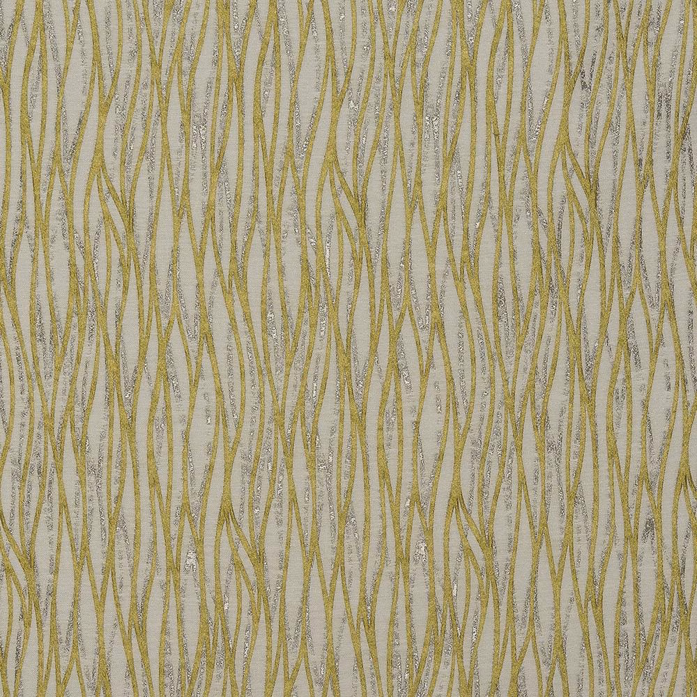 Vertical wavy ochre stripes on a pale textured ground