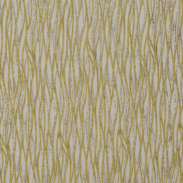Vertical wavy ochre stripes on a pale textured ground