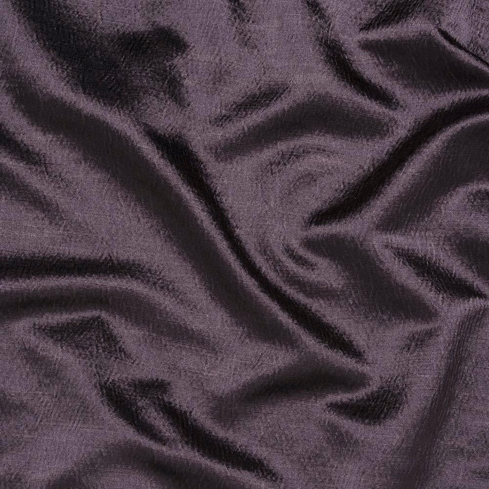 Crumpled aubergine plum fabric with a soft woven sheen and dark shadowed folds