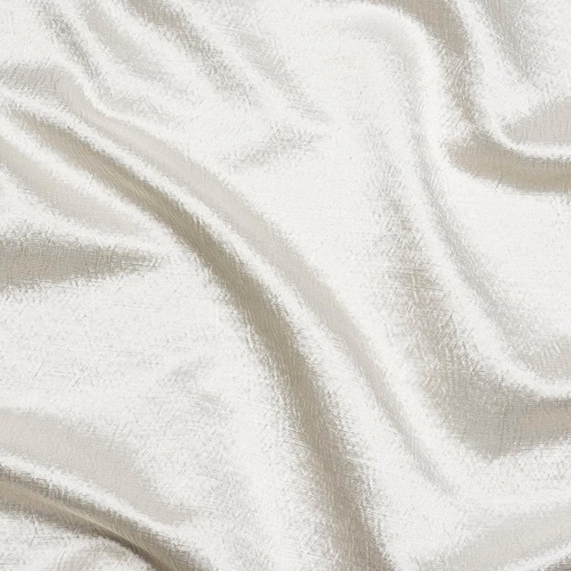 Ivory cream woven fabric swatch with a soft sheen and folded texture