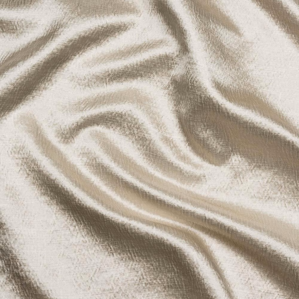 Creamy ivory-beige fabric with rippled sheen and fine slubbed texture