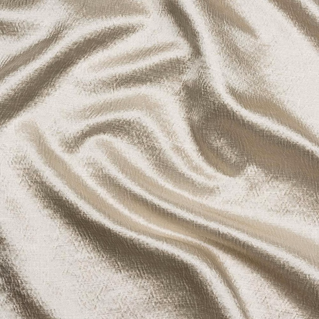 Creamy ivory-beige fabric with rippled sheen and fine slubbed texture