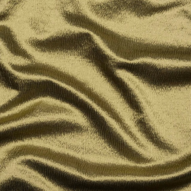 Crumpled sage olive fabric with dark shadowed folds and a subtle sheen