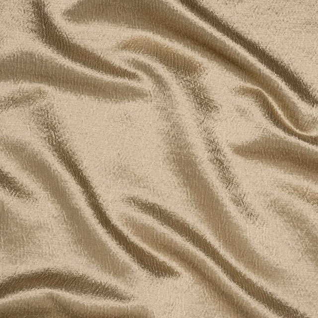 Warm taupe plain-woven fabric with soft sheen and flowing folds