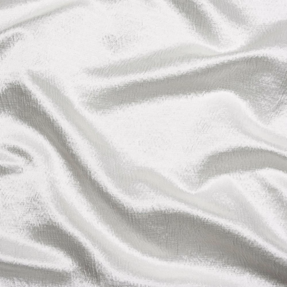 Pearly white woven fabric swatch with soft rippled texture and subtle grey shadows
