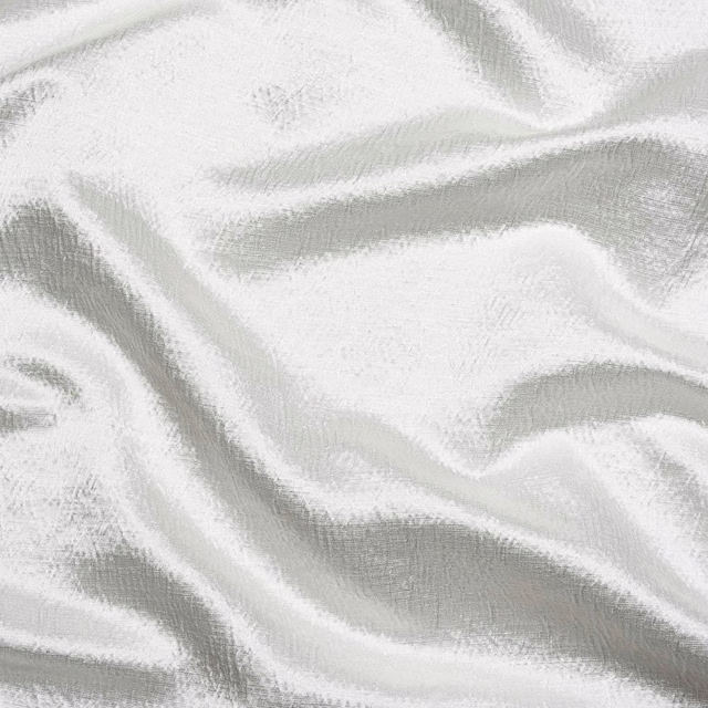 Pearly white woven fabric swatch with soft rippled texture and subtle grey shadows