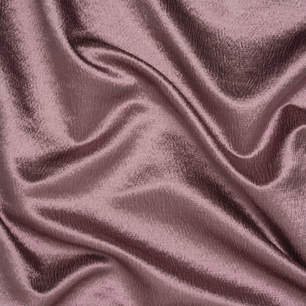 Soft dusty mauve fabric with a lustrous crinkled sheen and flowing folds