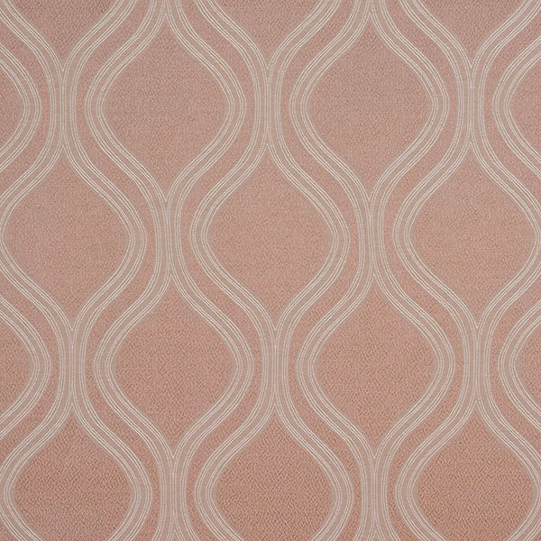 Blush pink geometric fabric with ivory ogee outline pattern