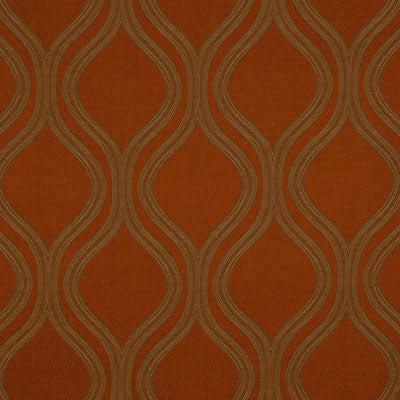 Bronze terracotta fabric with looping trellis pattern and subtle woven sheen
