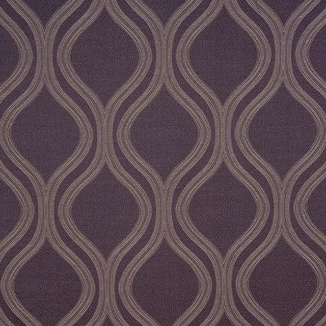 Mauve plum geometric fabric with looping pale taupe-lilac lines