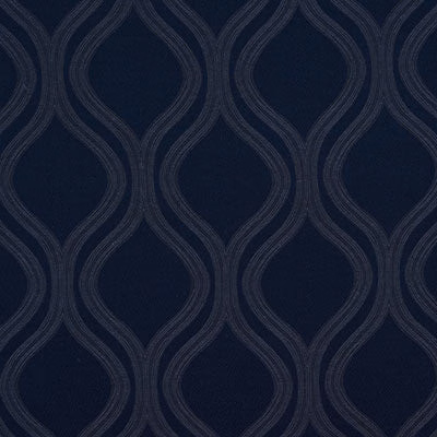 Dark navy woven fabric with subtle looping damask-style curved lines