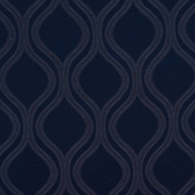 Dark navy woven fabric with subtle looping damask-style curved lines