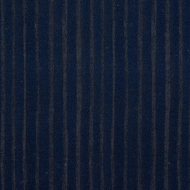 Deep navy fabric swatch with тонal vertical pinstripes and a softly textured weave
