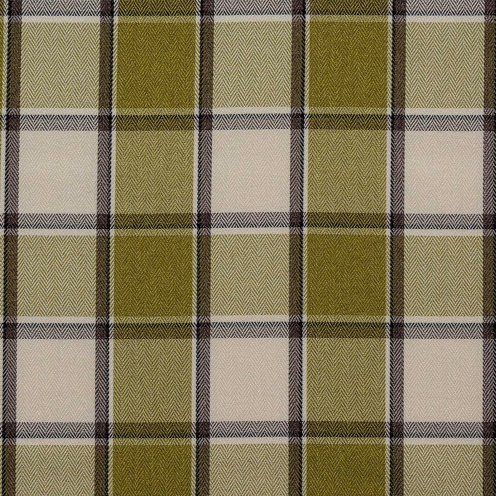 Checked lime green and beige woven fabric with dark outlined bands