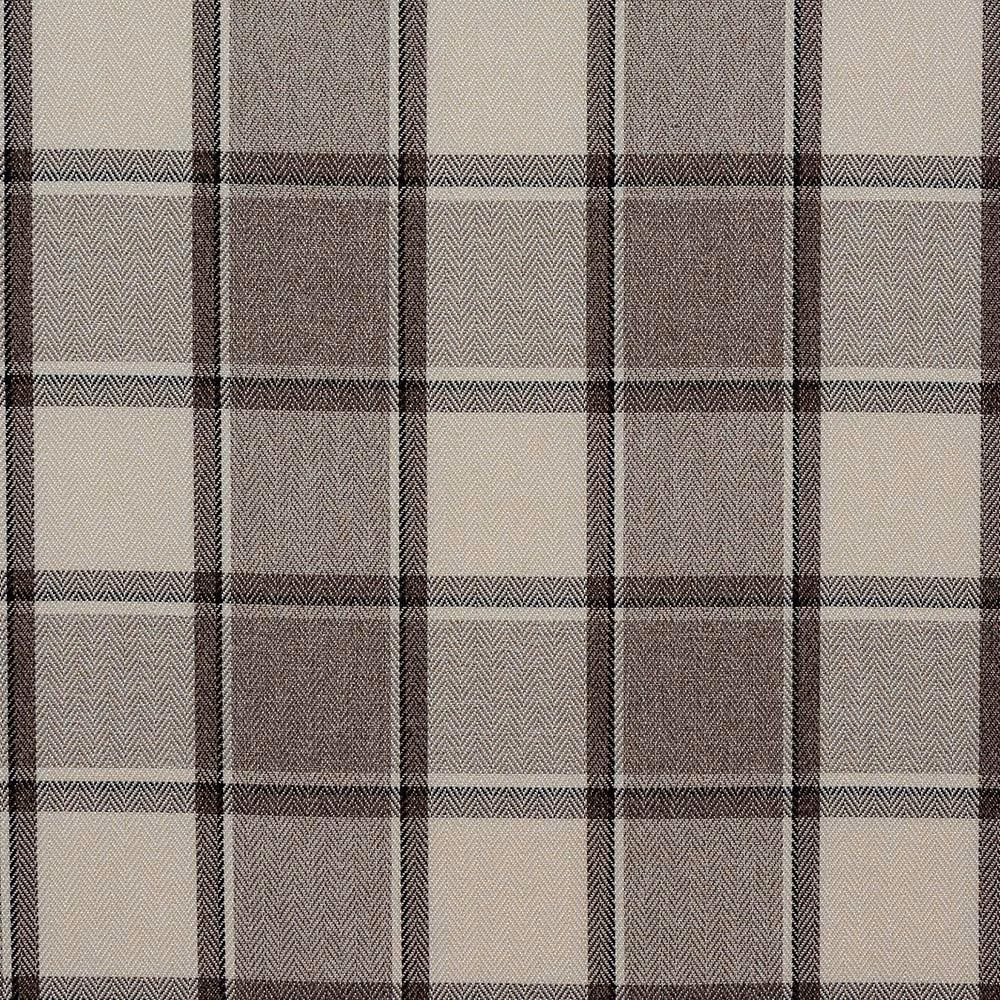 Taupe and cream checked woven fabric with dark herringbone grid lines