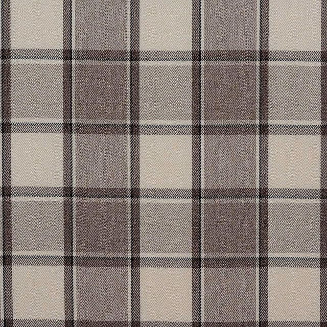 Taupe and cream checked woven fabric with dark herringbone grid lines